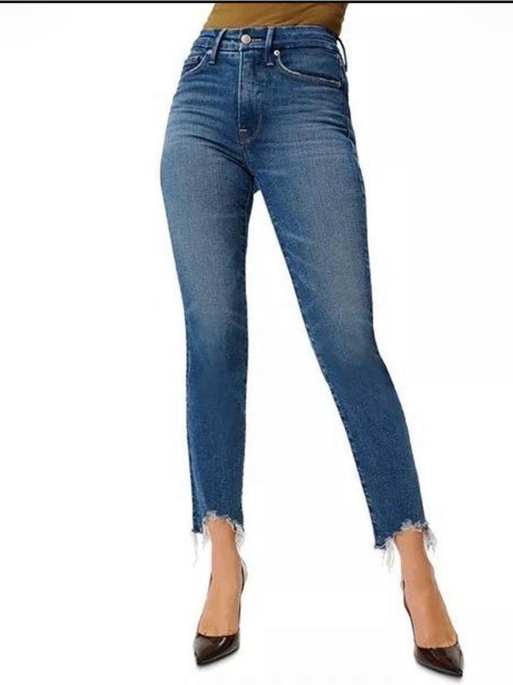 Good American High Rise Raw Hem Skinny Jeans Size 6 / 28